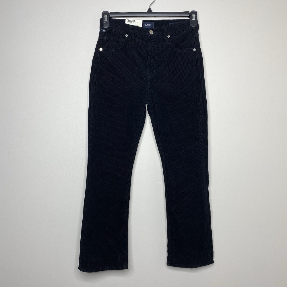 Citizens Of Humanity Isola Cropped Boot Mid Rise Corduroy Black Pants Sz 25